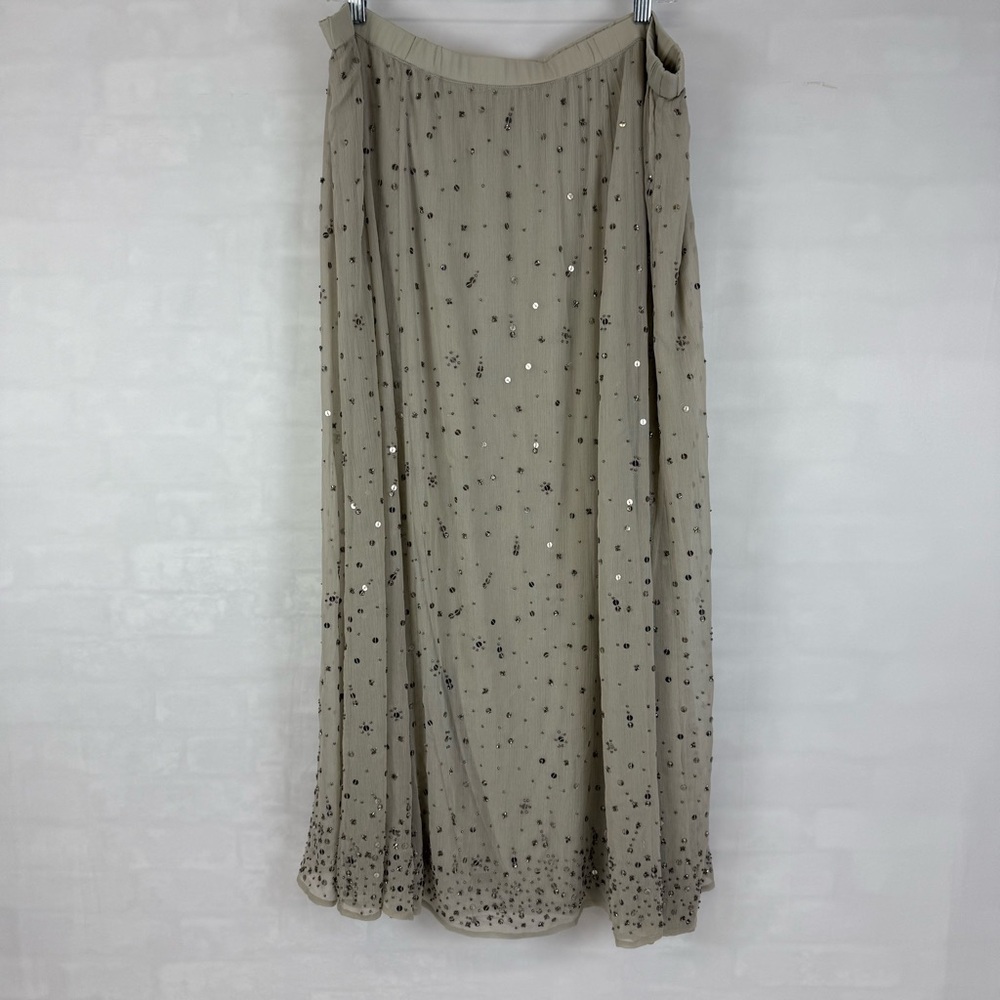 Soft Surroundings Beaded Sequin Maxi Skirt Gray Silver Size 1X Party‎ Evening